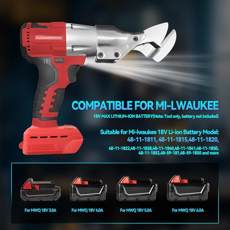 dcvbny Brushless Cordless Metal Shears with LED & LCD Display, 2500 RPM Compatible with Mil-waukee M-18 Battery,Cuts 18GA Metal,Perfect for Stainless Sheet, Iron, Carpet, Leather, Cardboard (Tool Only) - Image 3